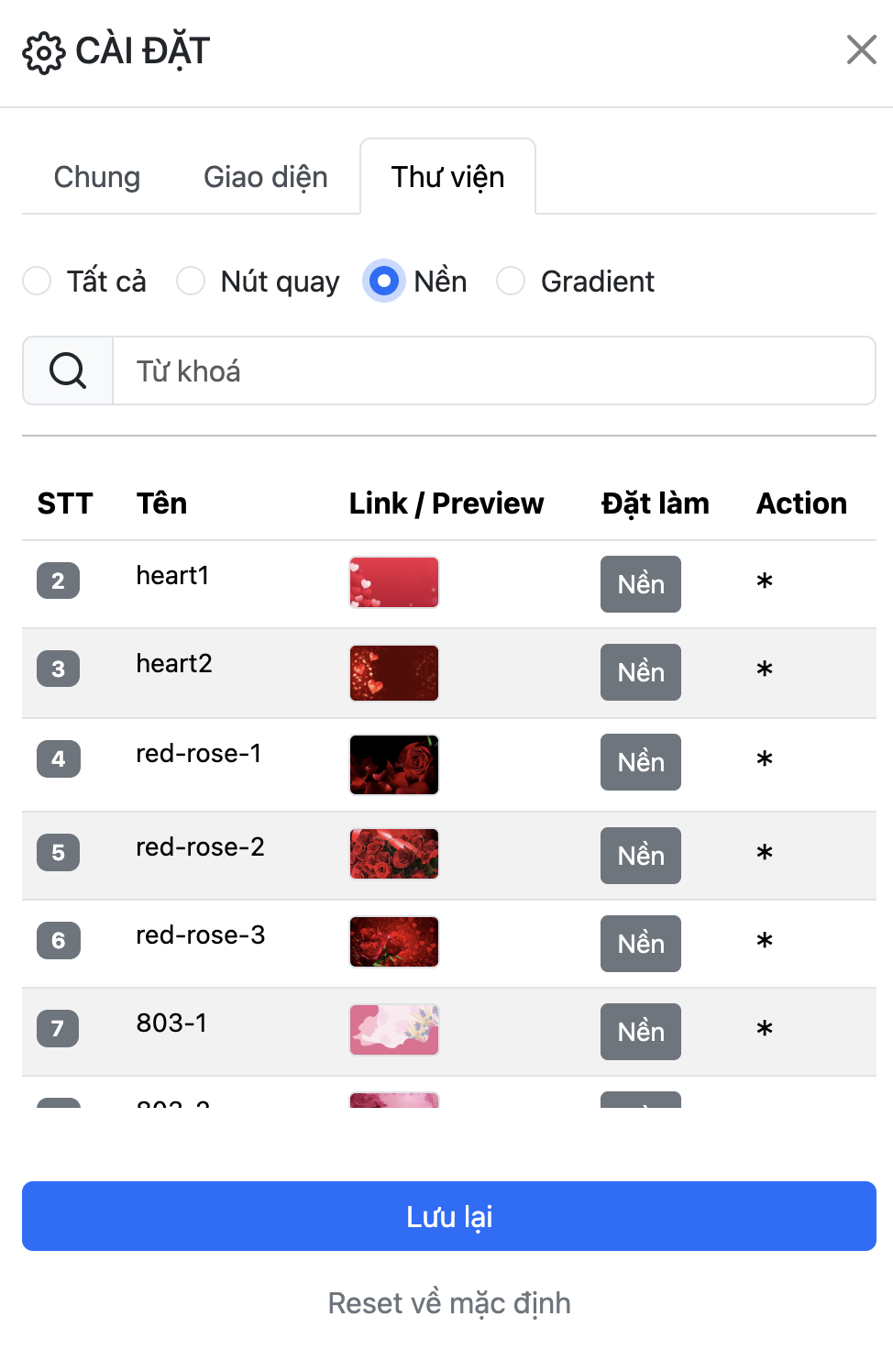 thư viện hình nền phong phú