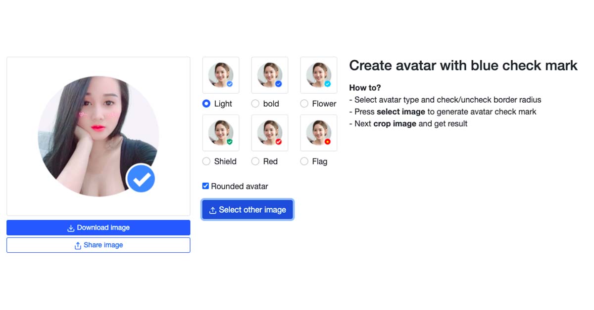 Create an avatar image with a green check mark 2023