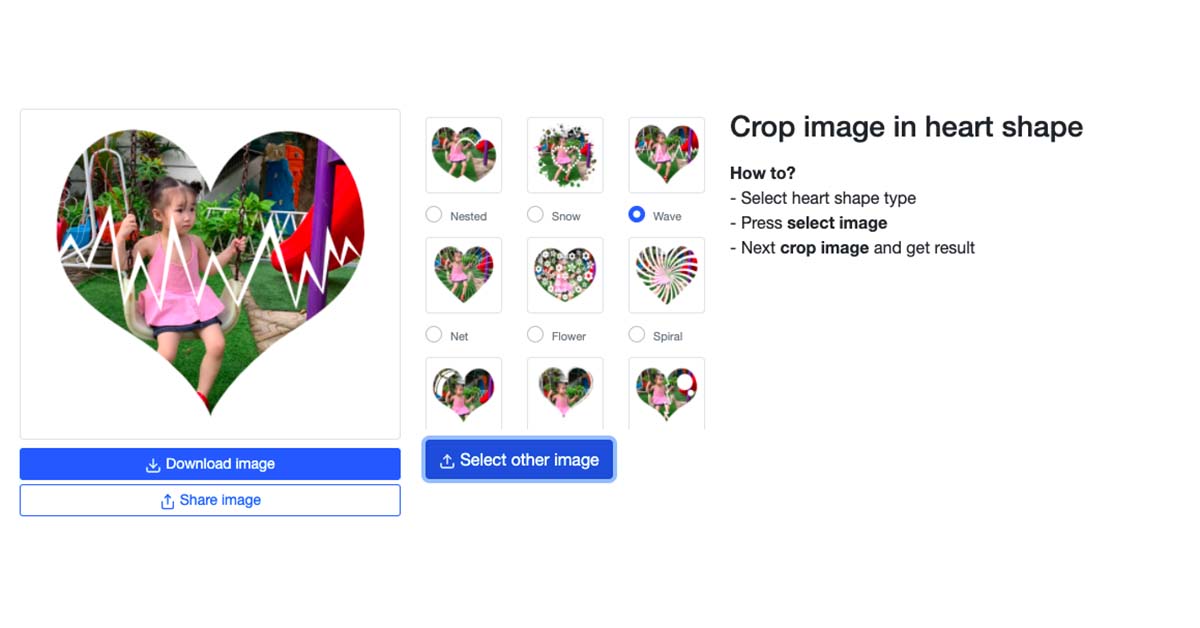 Crop image in heart shape online 2022