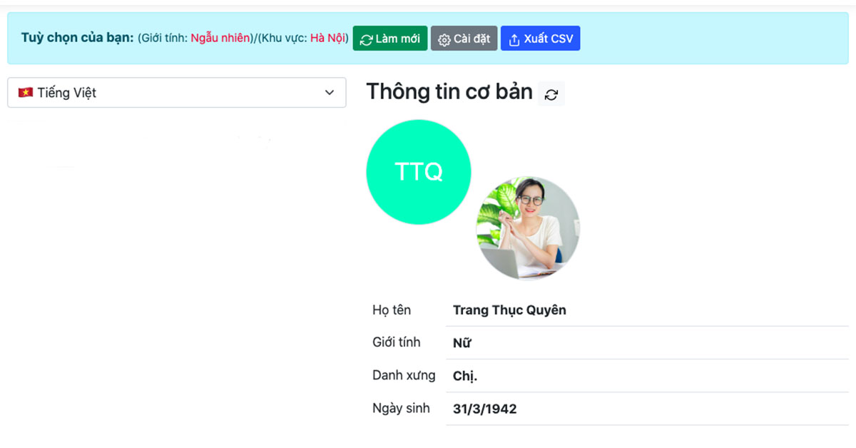 Random Vietnamese Profile Generator 2023