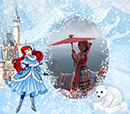 phông nền ghép ảnh trẻ em Công chúa Ariel mùa đông