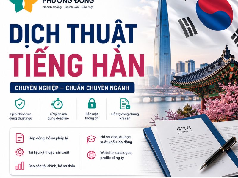 Dịch thuật tiếng Hàn chuyên nghiệp – công chứng, hợp đồng, kỹ thuật